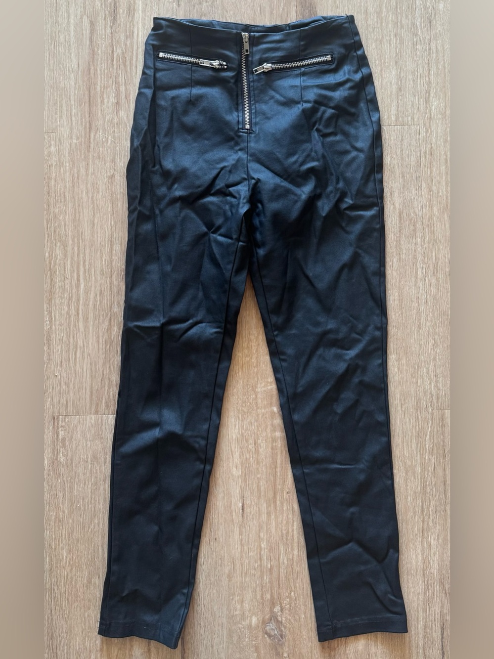 Princess Polly Black High-Rise Skinny Pants with Silver Zippers